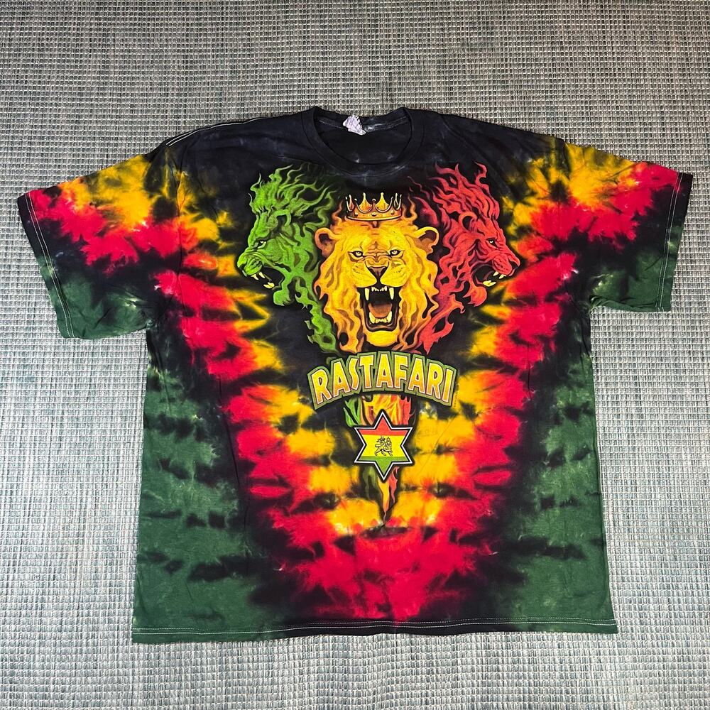 Liquid Blue Rastafari‎ Tie Dye Lion T Shirt Mens Sz 2XL New